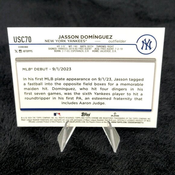 Jasson Dominguez 217/250 RC 2024 Topps Chrome Update Purple Refractors Yankees - Picture 3 of 3